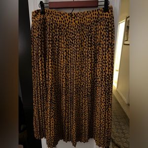JCrew Animal Print Pleated Midi Skirt, Size 8